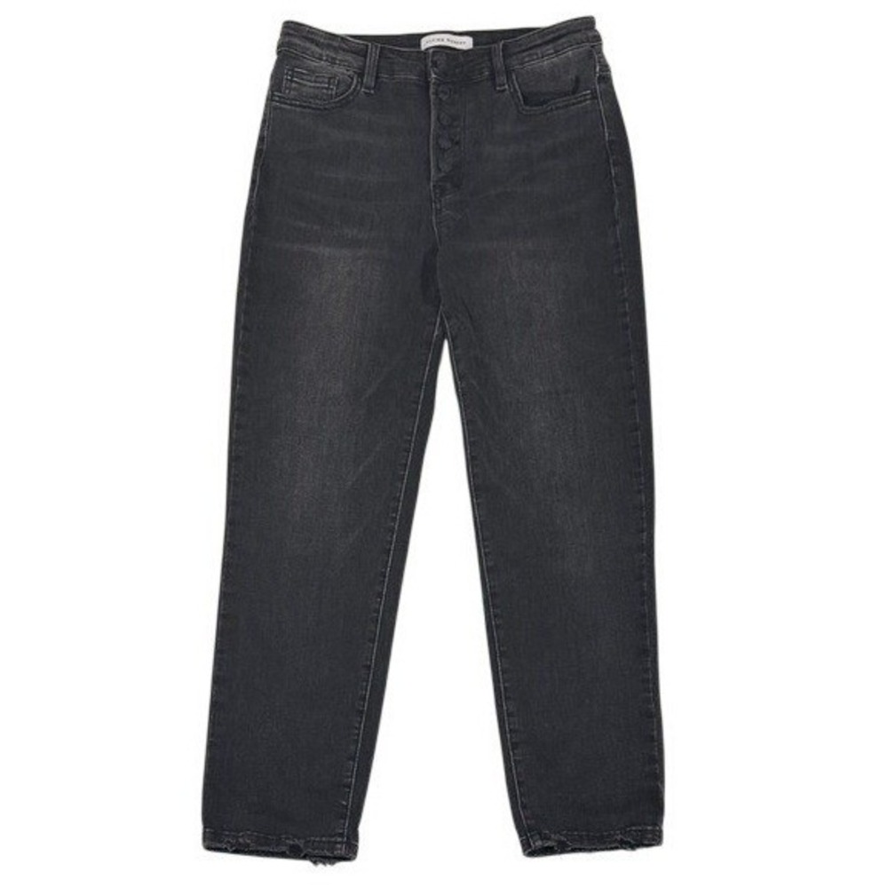 Flying Monkey Women High Rise Straight Leg Jeans Faded Black Button Fly F4173 29